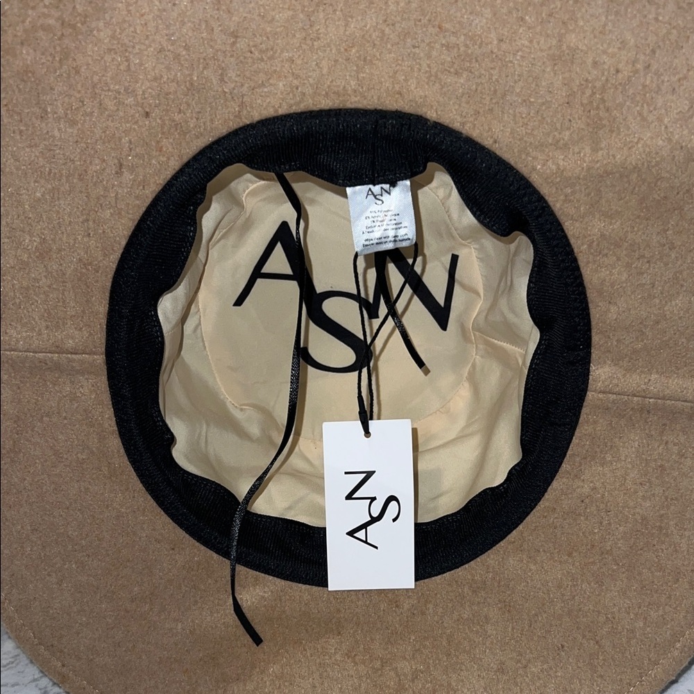NWT ASN The Harper Stylish Tan Wide-Brim Hat Wool Blend - Picture 2 of 2